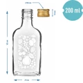 Butelka szklana piersiówka biały nadruk Owoce z zakrętką 200ml 1szt