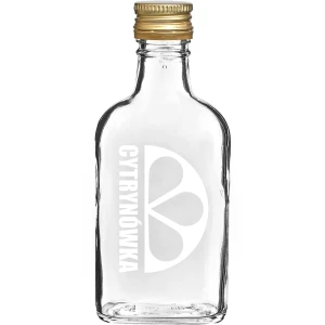 Butelka szklana piersiówka biały nadruk Cytrynówka z zakrętką 200ml 1szt