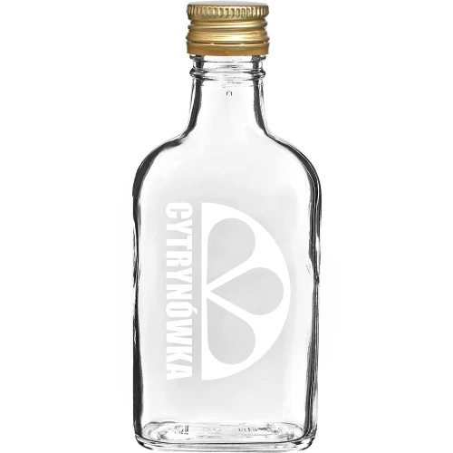 Butelka szklana piersiówka biały nadruk Cytrynówka z zakrętką 200ml 1szt