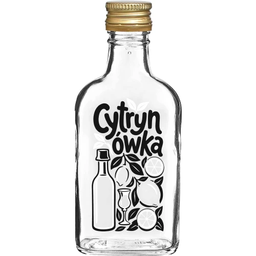 Butelka szklana piersiówka Cytrynówka z zakrętką 200ml 1szt