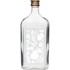 Butelka szklana z białym nadrukiem Owoce z zakrętką 500ml 1szt