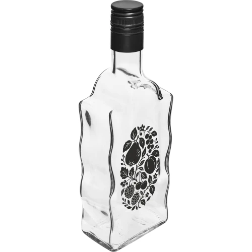 Butelka szklana Klasztorna z nadrukiem Owoce z zakrętką 500ml 1szt