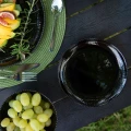 Talerz szklany deserowy płytki ryflowany czarny 19cm 1szt