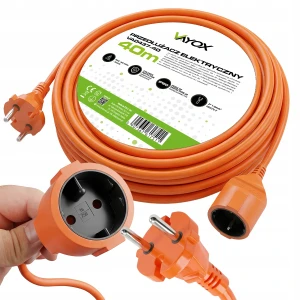 Vayox Przedłużacz elektryczny 16A 2x1,5 mm2 pomarańczowy bez uziemienia 40m