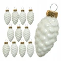 Bombki choinkowe szklane szyszka ciepła biel 2,5x6cm 12 sztuk