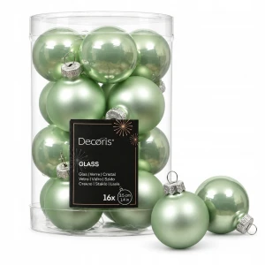 Bombki choinkowe szklane okrągłe mini pistacjowe 3,5cm 16 sztuk