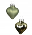 Bombki choinkowe szklane serduszka zielone 4,5x4cm 12 sztuk