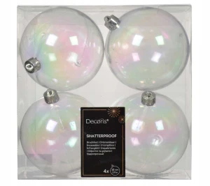 Bombki choinkowe plastikowe okrągłe iryzowane transparentne duże 10cm 4szt