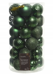 Bombki choinkowe plastikowe okrągłe zielone 6cm 37 sztuk