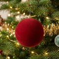 Bombki choinkowe plastikowe okrągłe welurowe bordowe 6cm 12 sztuk