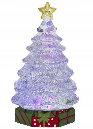 Figurka świąteczna choinka z muzyką LED transparentna 29cm