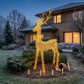 Figurka świąteczna świetlna Renifer LED ciepła biel z timerem złoty 270cm