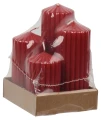 Świece stołowe parafinowe klasyczne ryflowane czerwone 5cm 4 sztuki