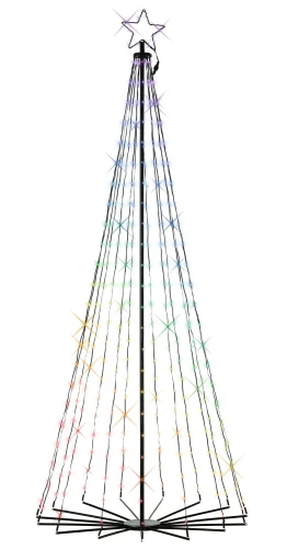 Choinka stożkowa świetlna LED metalowa multicolor z pilotem czarna 240cm