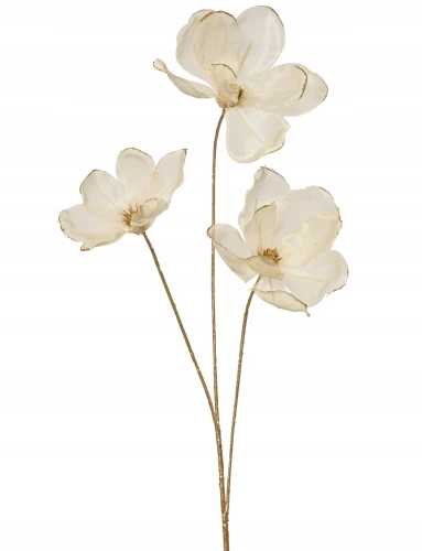 Gałązka ozdobna świąteczna stroik poliestrowa Magnolia biała 74cm 1szt