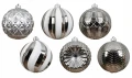 Bombki choinkowe plastikowe dekorowane srebrne 15cm 6 szt
