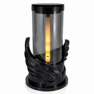 Znicz solarny LED 2w1 skrzydła na grób grafitowy 25cm 1szt