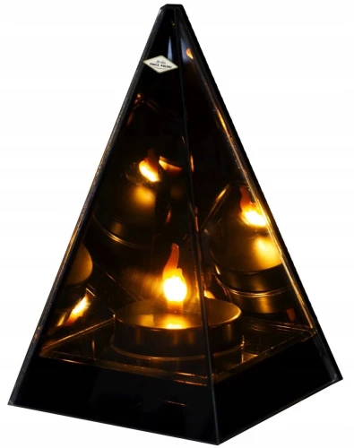 Lampion lustrzany szklany znicz 3D ruchomy płomień dioda 19cm 1szt