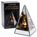 Lampion lustrzany szklany znicz 3D ruchomy płomień dioda 19cm 1szt