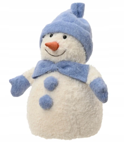 Figurka świąteczna Bałwanek w czapce poliestrowy biały 30cm 1szt