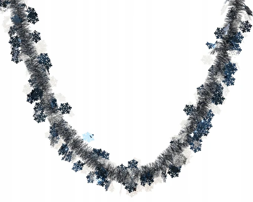 Łańcuch choinkowy girlanda śnieżynki niebiesko-srebrny 6x150cm 1szt
