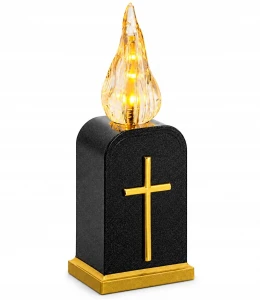 Wkład do lampionu znicz świeca LED złoty krzyż z timerem 16 cm 1szt