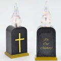 Wkład do lampionu znicz świeca LED złoty krzyż z timerem 16 cm 1szt