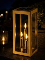 Znicz solarny LED lampion metalizowany szklany złoty 25 cm