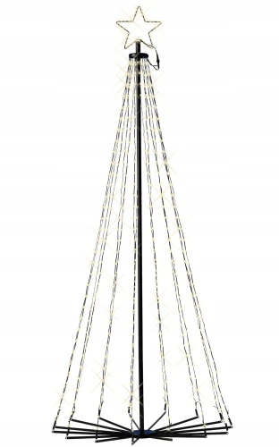 Choinka stożkowa świetlna LED metalowa ciepła biel 8 funkcji czarna 180cm