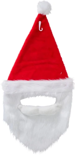 Czapka Świętego Mikołaja z brodą czerwona pluszowa z pomponem 65cm 1szt