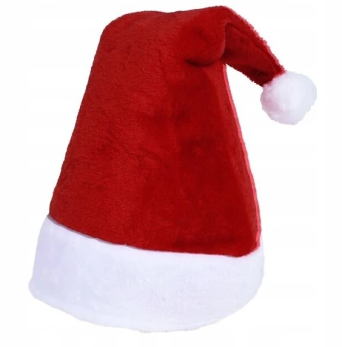 Czapka Świętego Mikołaja czerwona pluszowa z pomponem 45cm 1szt