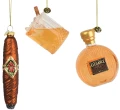 Bombki choinkowe szklane kształtki Whisky cygaro szklanka 9,6cm 3szt