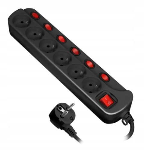 Listwa zasilająca Multiswitch 6 gniazd 1,5m czarna