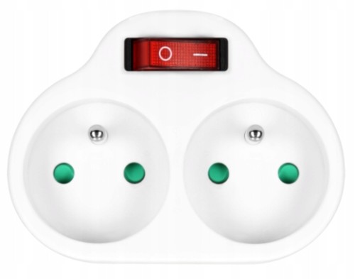 Rozgałęźnik elektryczny złodziejka z włącznikiem 2x2P+Z