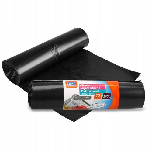 Worki na śmieci super mocne 240l czarne 10szt