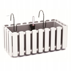 Skrzynka balkonowa z nawadnianiem i hakami Boardee biała