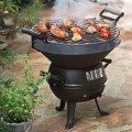 Grill węglowy żeliwny beczkowy kociołek ruszt