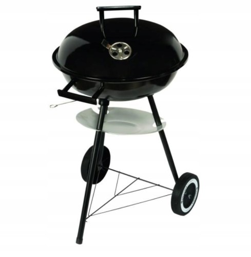 Grill kociołek węglowy z półką kółkami pokrywą