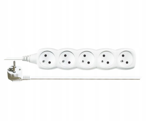 Przedłużacz z uziemieniem 5 gniazd 1,5m biały