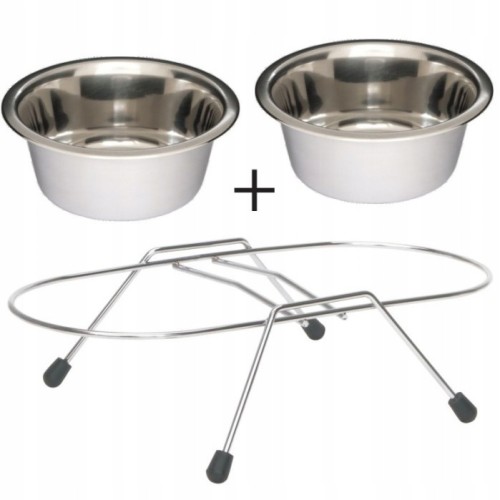 Metalowa miska na stojaku dla psa i kota Barry King 2x1,8l