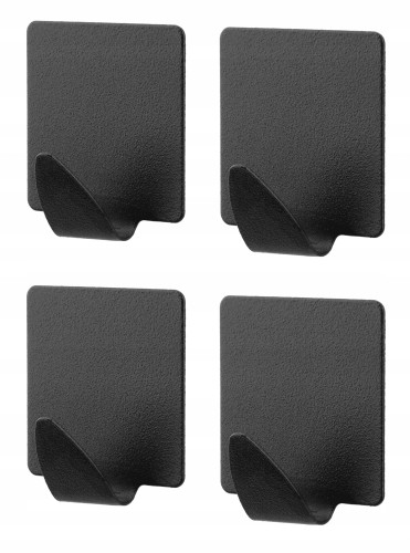 Haczyk samoprzylepny na ubrania kwadrat NIKO 4 szt czarny