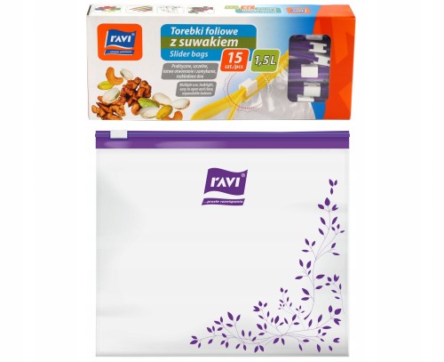 Torebki foliowe wielorazowe z suwakiem 1,5l 15szt